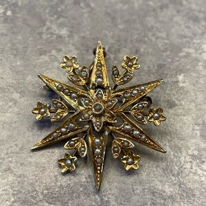 Edwardian Split Pearl Star Pendant 9ct